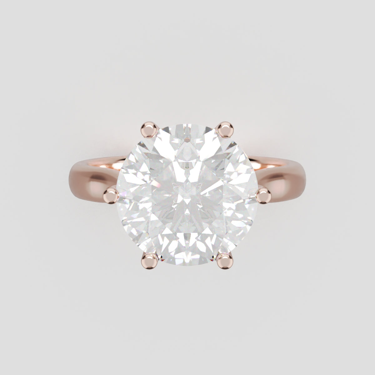 Corolla, 3ct round lab grown diamond engagement ring, Petal Cathedral, 18K rose gold - front view