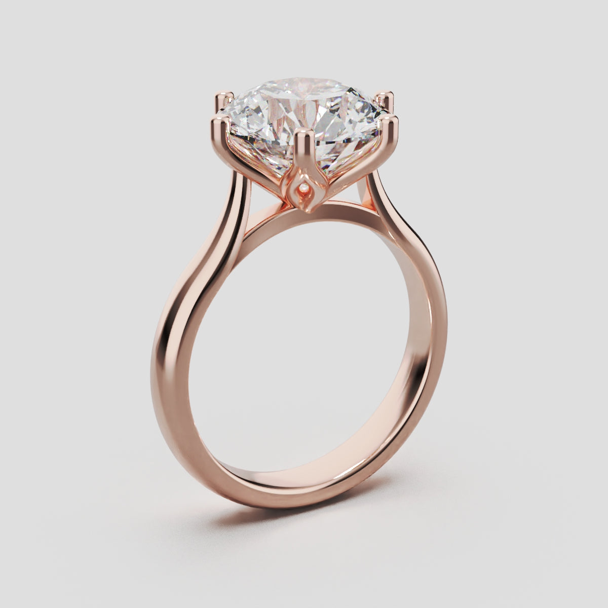 Corolla, 3ct round lab grown diamond engagement ring, Petal Cathedral, 18K rose gold - ne