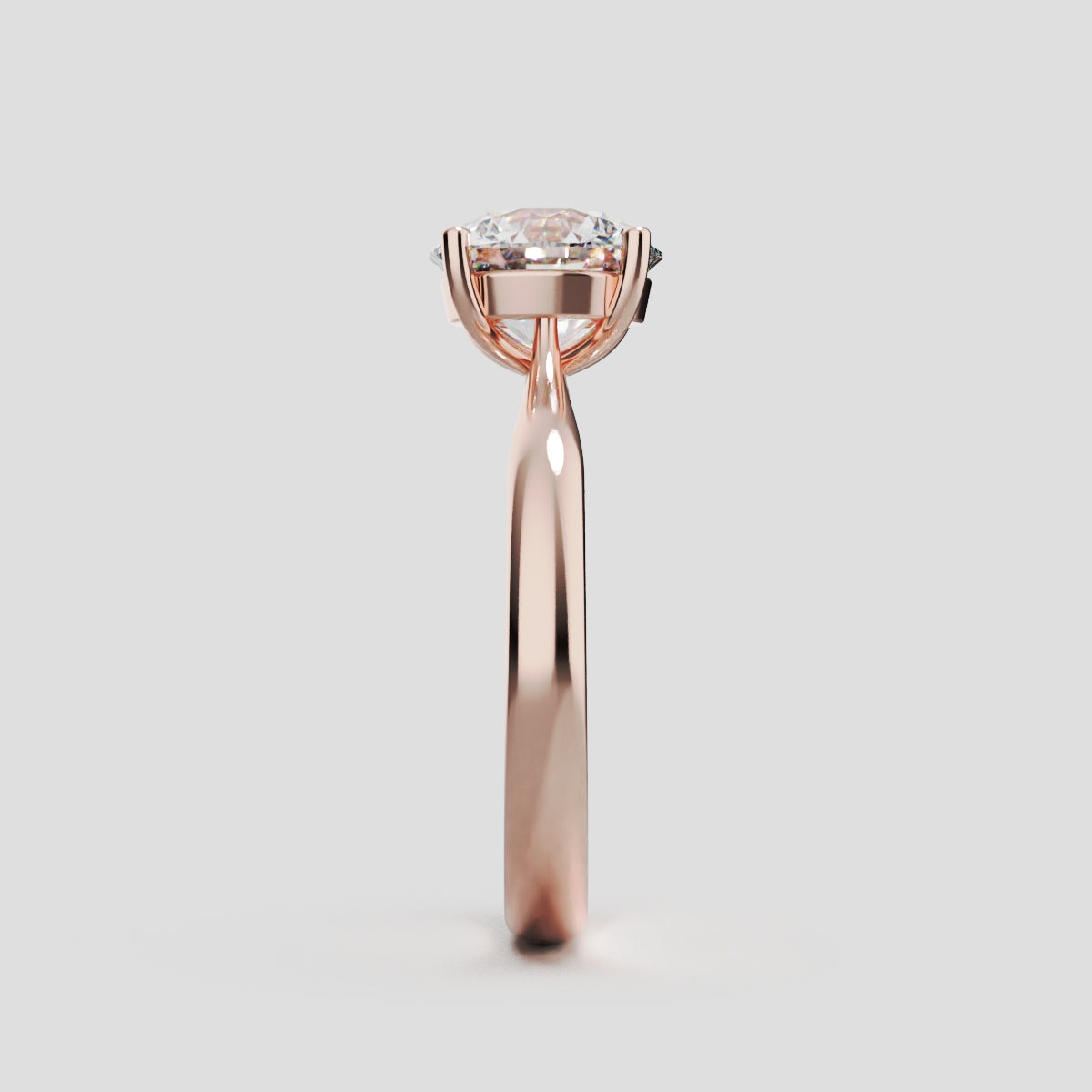 Navata, 1.5ct round lab grown diamond engagement ring, Cathedral Plain Sides, 18K rose gold - side view