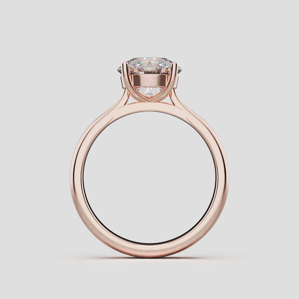 Navata, 1.5ct round lab grown diamond engagement ring, Cathedral Plain Sides, 18K rose gold - through finger