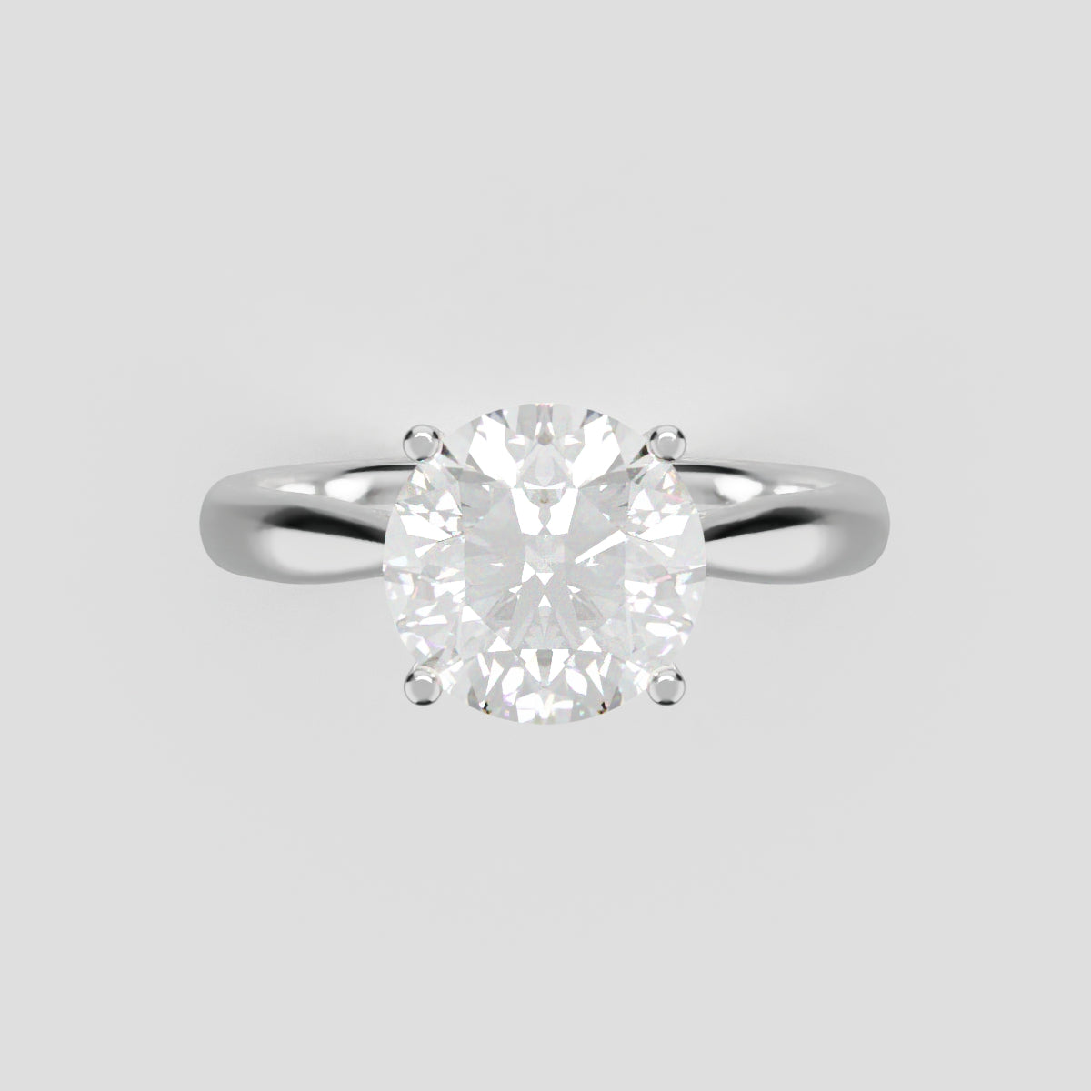 Navata, 1.5ct round lab grown diamond engagement ring, Cathedral Plain Sides, 18K white gold - front view