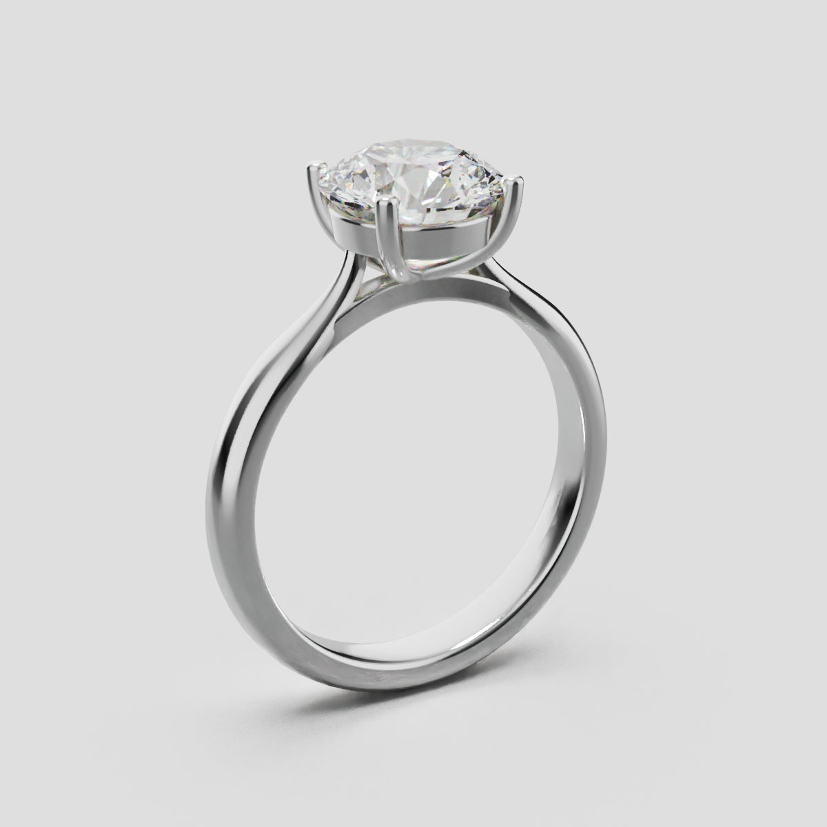 Navata, 1.5ct round lab grown diamond engagement ring, Cathedral Plain Sides, 18K white gold - ne