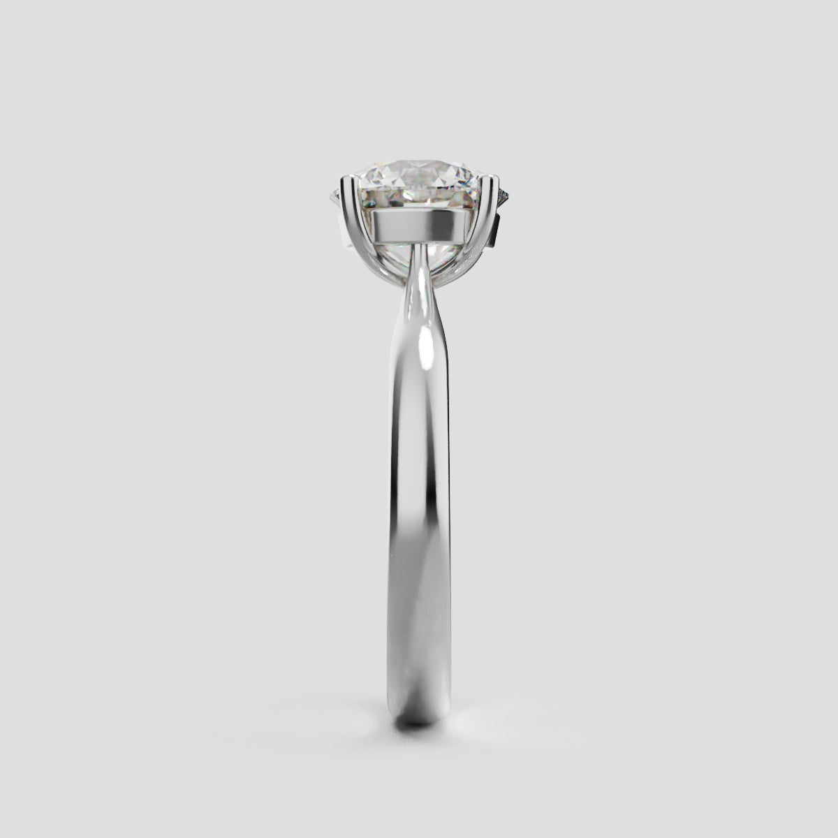 Navata, 1.5ct round lab grown diamond engagement ring, Cathedral Plain Sides, 18K white gold - side view