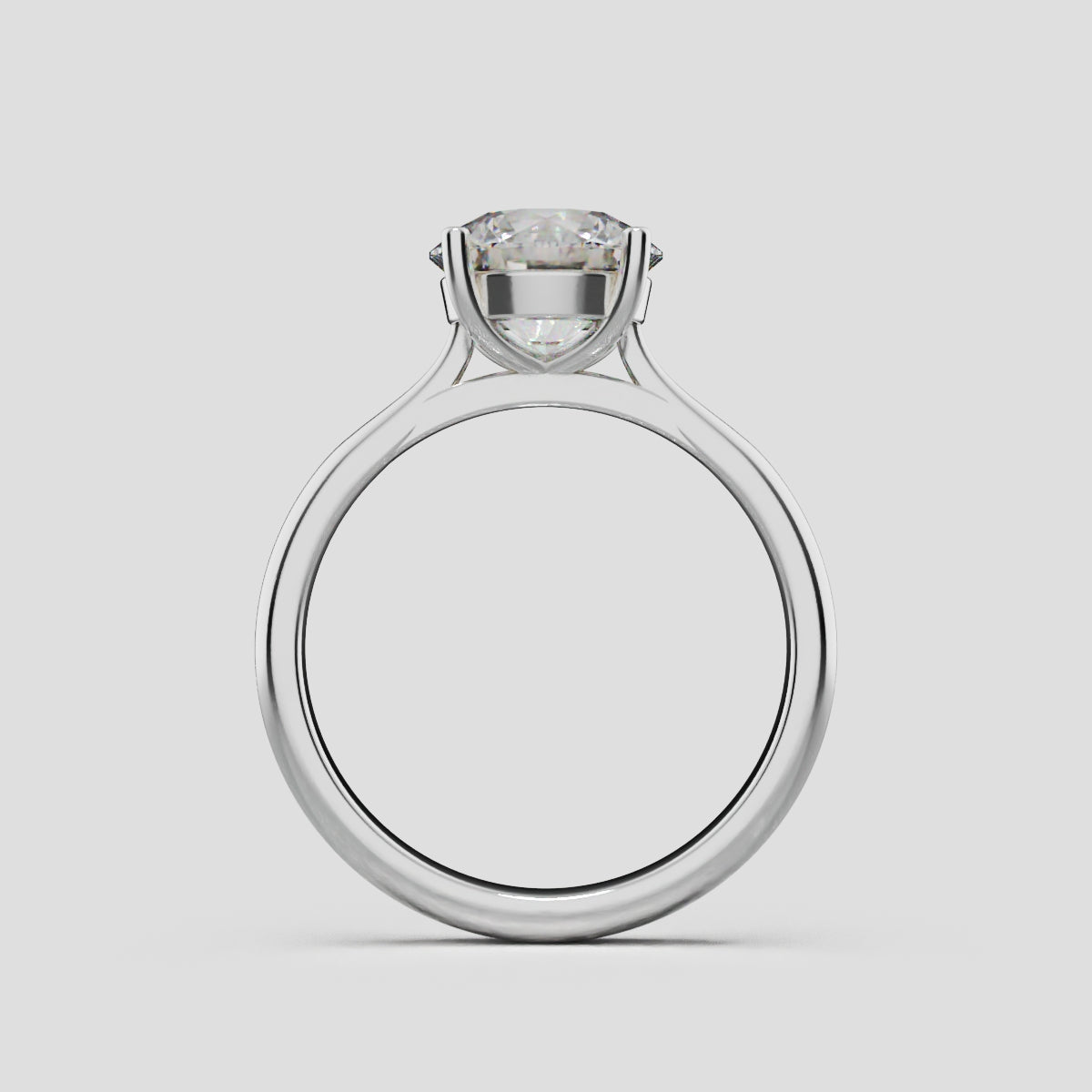Navata, 1.5ct round lab grown diamond engagement ring, Cathedral Plain Sides, 18K white gold - through finger