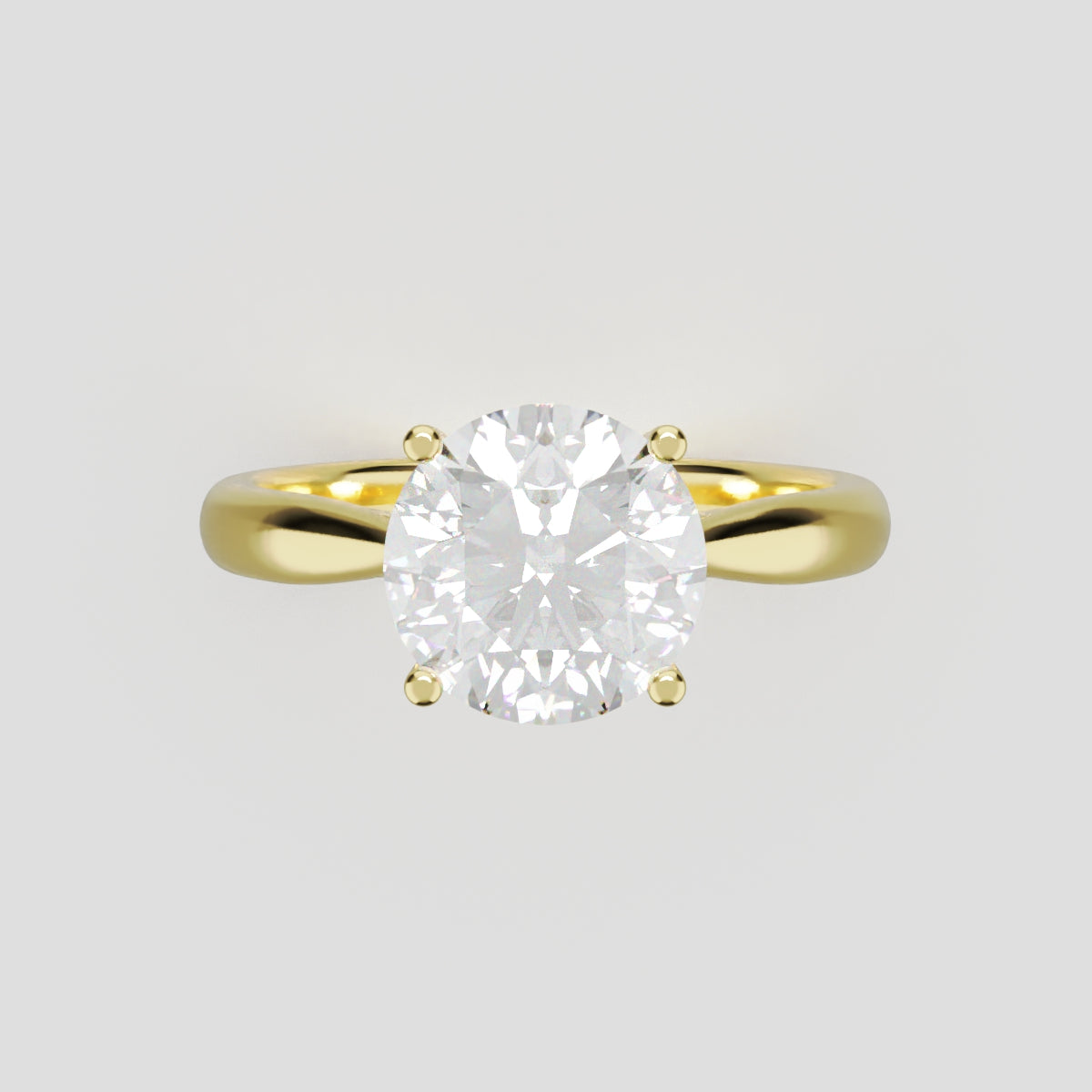 Navata, 1.5ct round lab grown diamond engagement ring, Cathedral Plain Sides, 18K yellow gold - front view