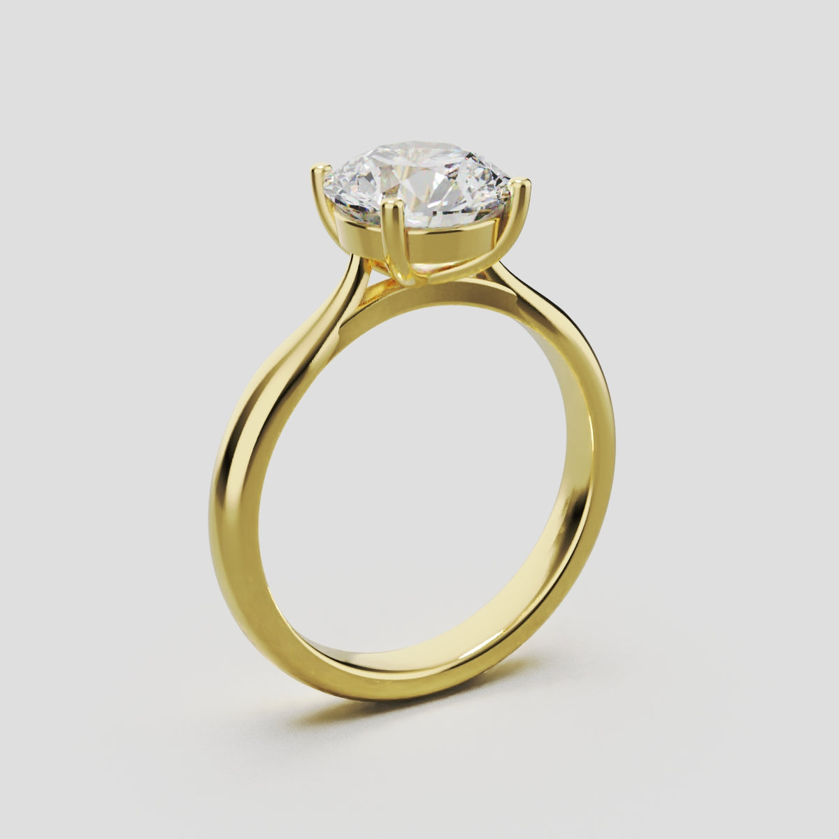 Navata, 1.5ct round lab grown diamond engagement ring, Cathedral Plain Sides, 18K yellow gold - ne