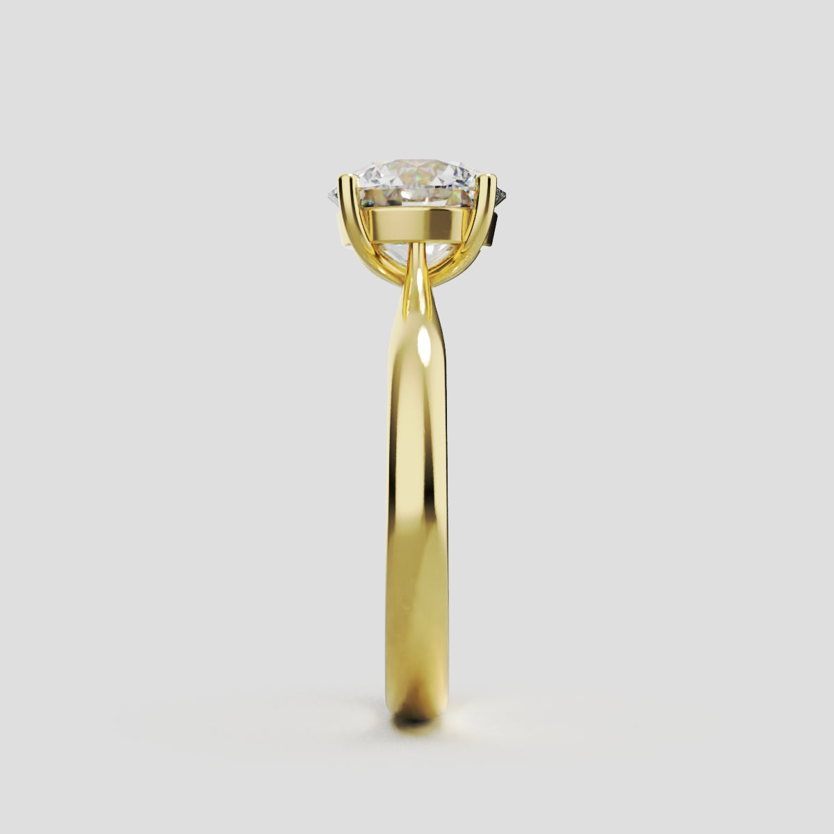 Navata, 1.5ct round lab grown diamond engagement ring, Cathedral Plain Sides, 18K yellow gold - side view
