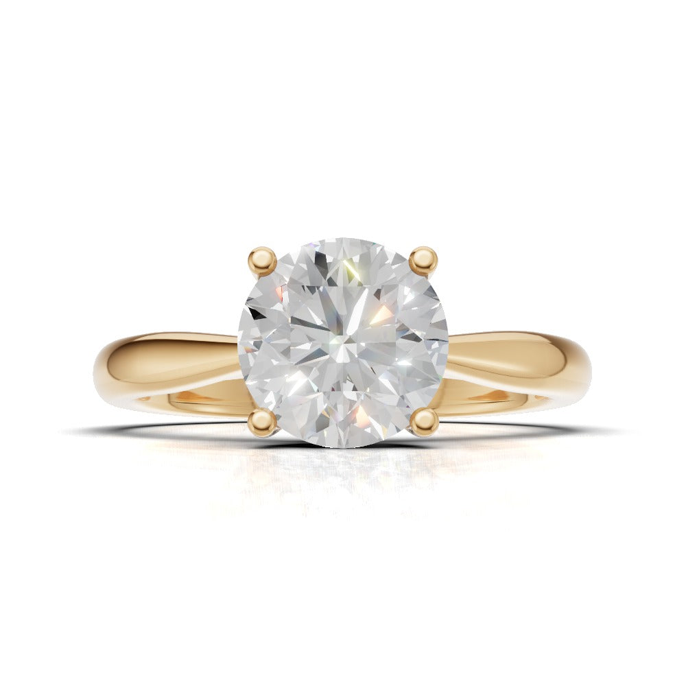 Navata, 1ct round lab grown diamond engagement ring, Cathedral Plain Sides, 18K yellow gold - view 4