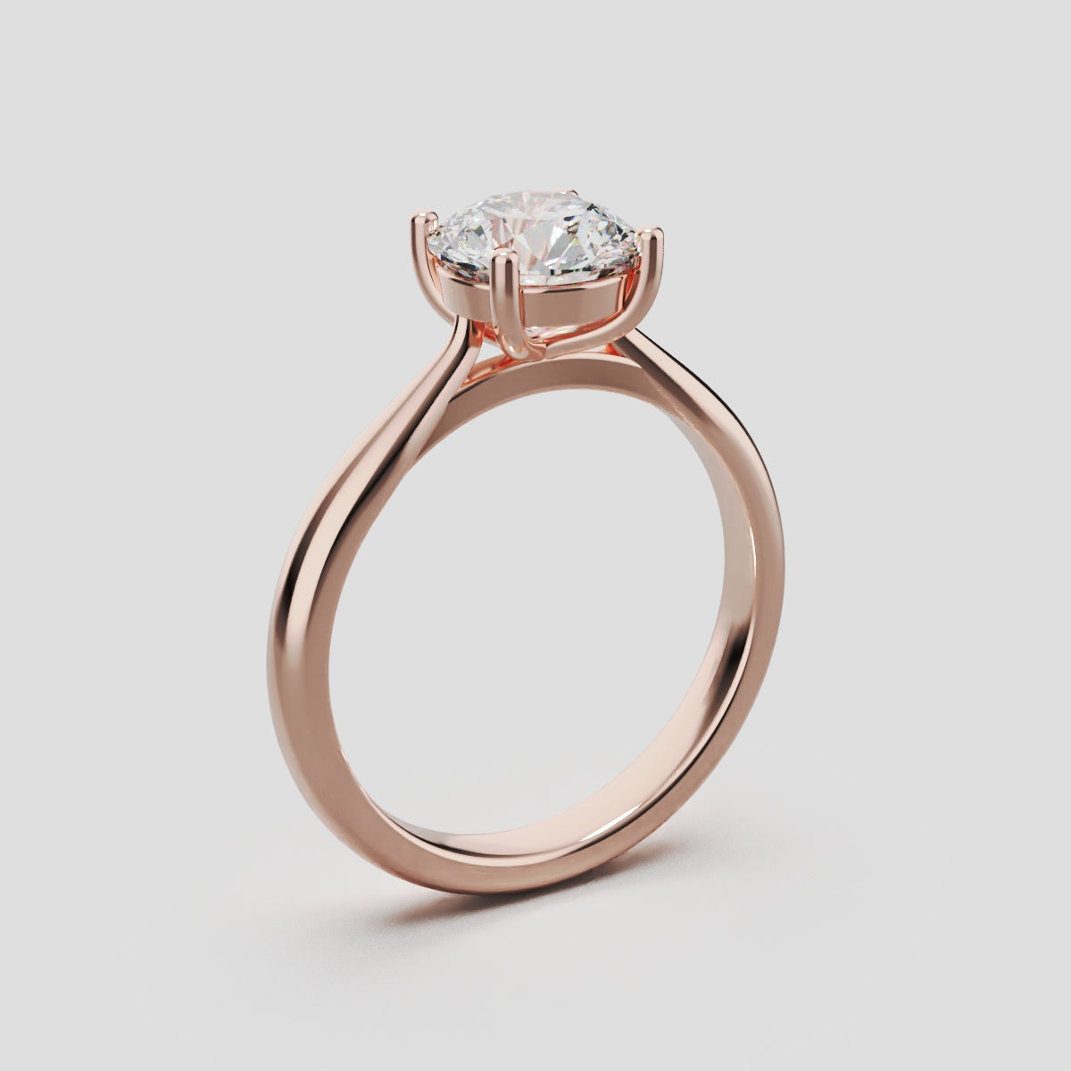 Navata, 1ct round lab grown diamond engagement ring, Cathedral Plain Sides, 18K rose gold - ne