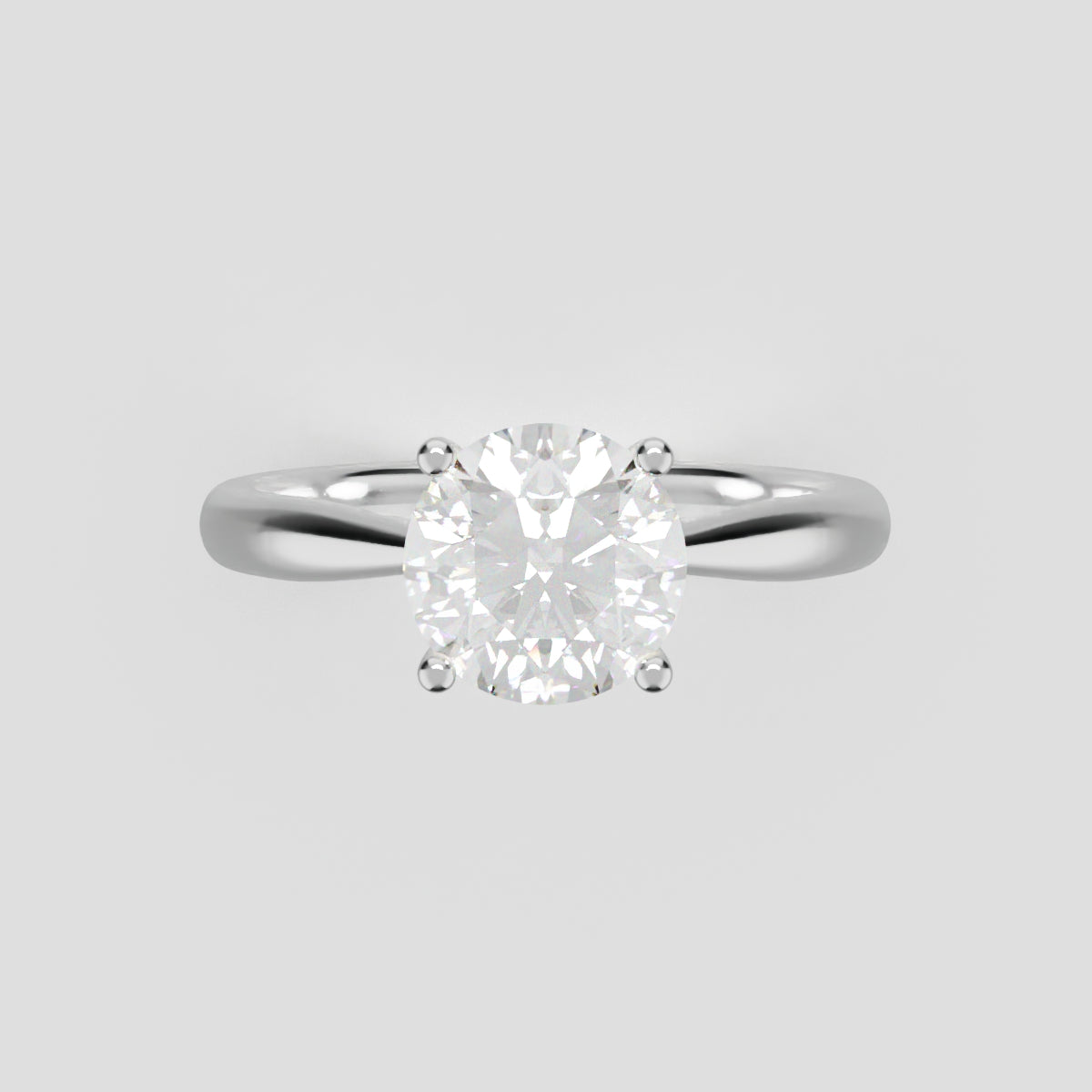 Navata, 1ct round lab grown diamond engagement ring, Cathedral Plain Sides, 18K white gold - front view