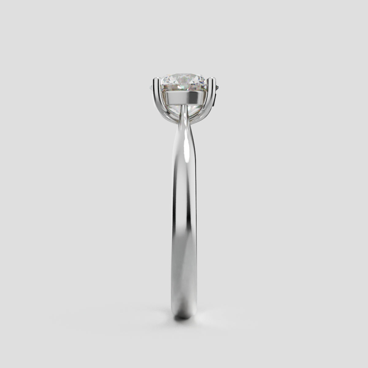Navata, 1ct round lab grown diamond engagement ring, Cathedral Plain Sides, 18K white gold - side view