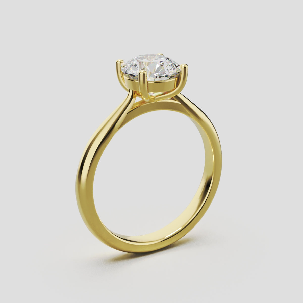 Navata, 1ct round lab grown diamond engagement ring, Cathedral Plain Sides, 18K yellow gold - ne