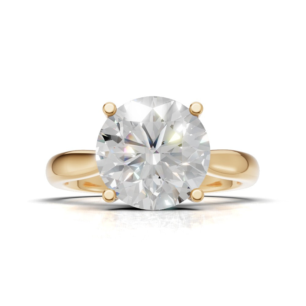 Navata, 2ct round lab grown diamond engagement ring, Cathedral Plain Sides, 18K yellow gold - view 4