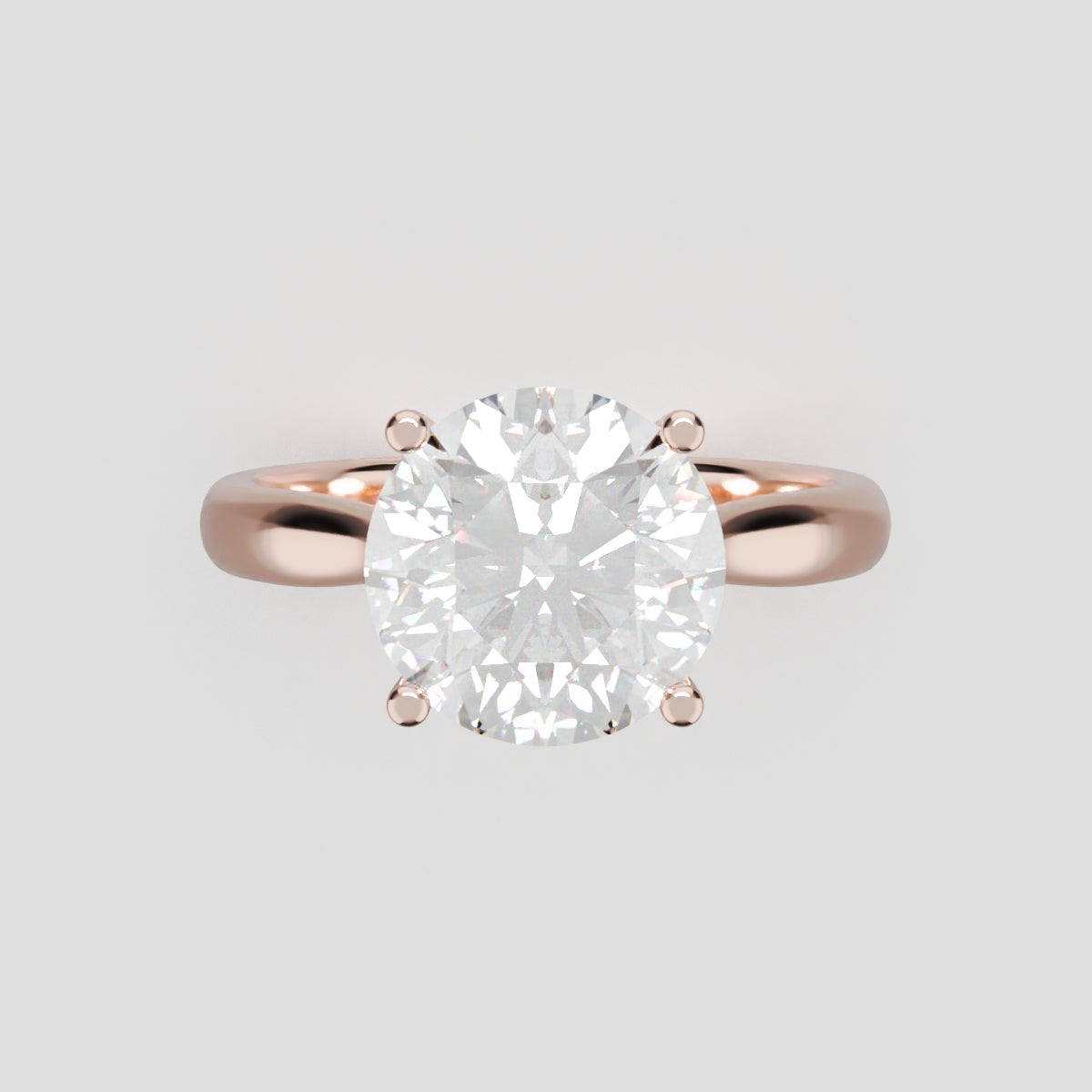 Navata, 2ct round lab grown diamond engagement ring, Cathedral Plain Sides, 18K rose gold - front view
