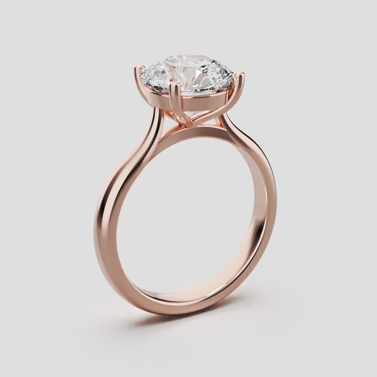 Navata, 2ct round lab grown diamond engagement ring, Cathedral Plain Sides, 18K rose gold - ne