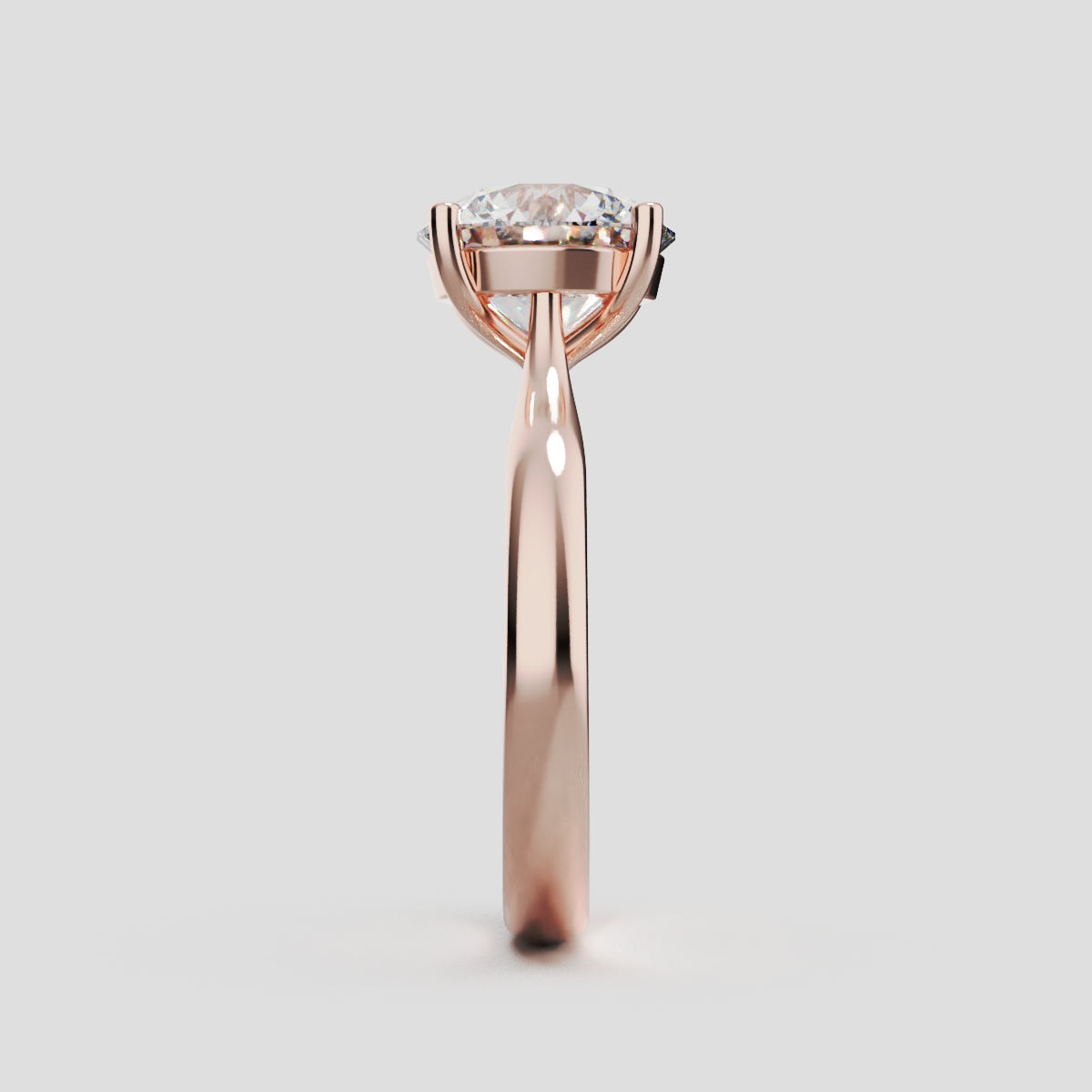 Navata, 2ct round lab grown diamond engagement ring, Cathedral Plain Sides, 18K rose gold - side view