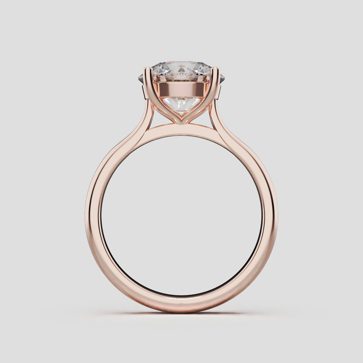 Navata, 2ct round lab grown diamond engagement ring, Cathedral Plain Sides, 18K rose gold - through finger
