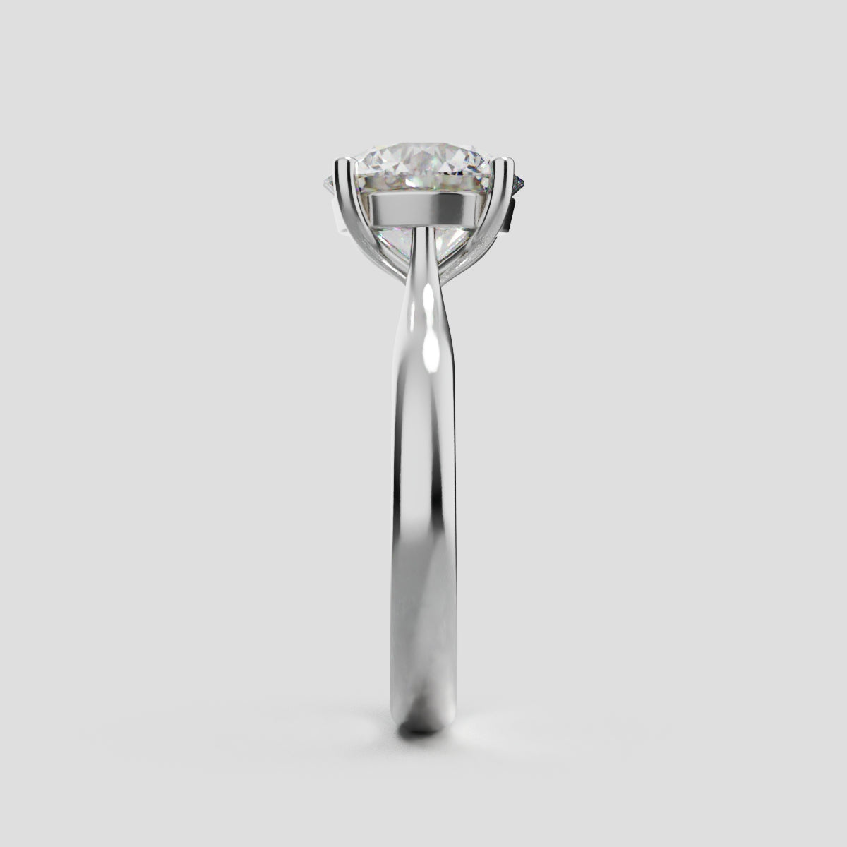 Navata, 2ct round lab grown diamond engagement ring, Cathedral Plain Sides, 18K white gold - side view