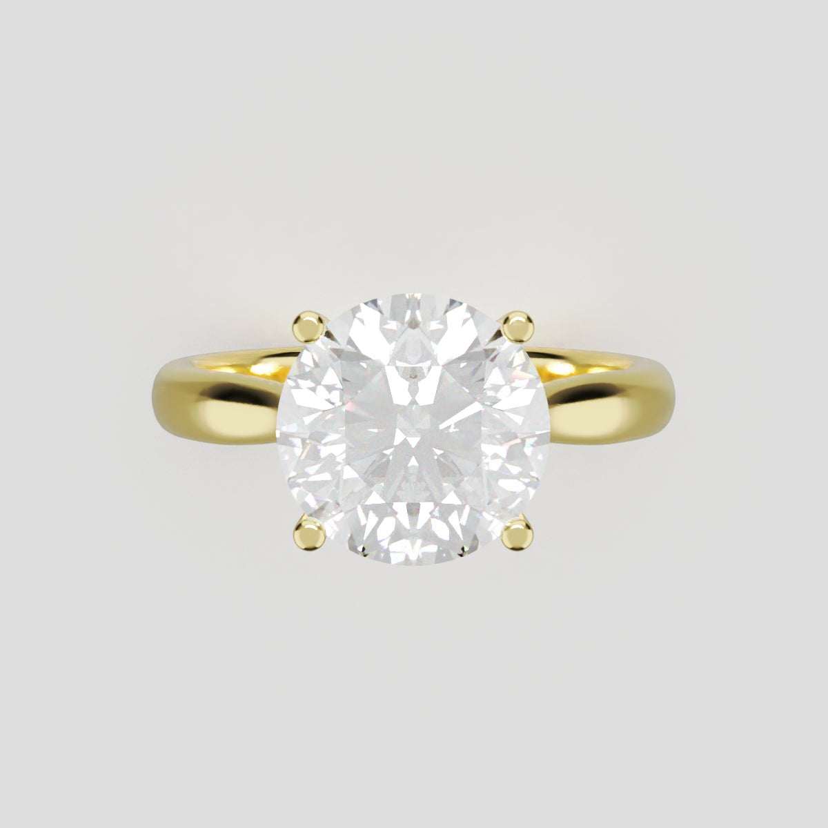 Navata, 2ct round lab grown diamond engagement ring, Cathedral Plain Sides, 18K yellow gold - front view