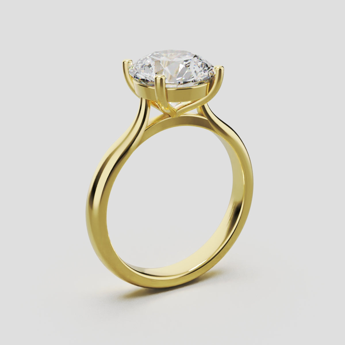 Navata, 2ct round lab grown diamond engagement ring, Cathedral Plain Sides, 18K yellow gold - ne