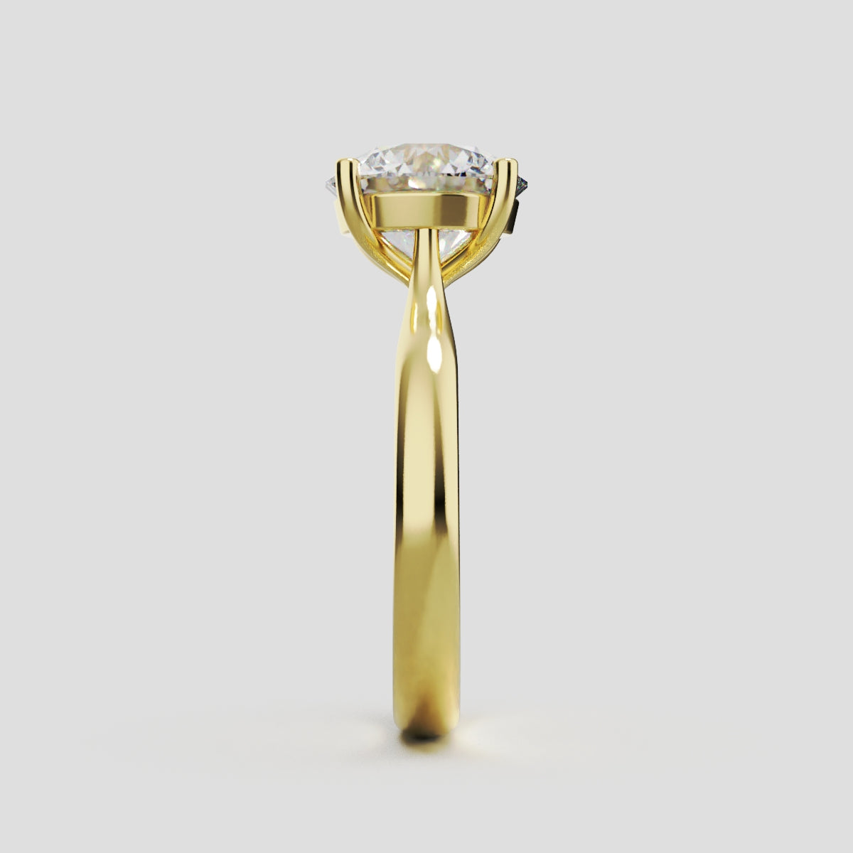 Navata, 2ct round lab grown diamond engagement ring, Cathedral Plain Sides, 18K yellow gold - side view