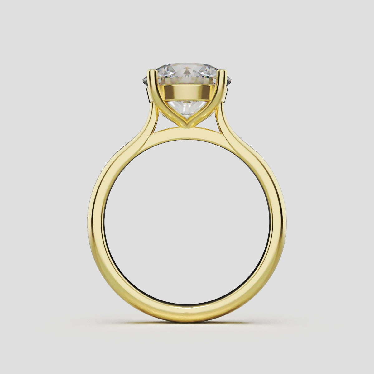 Navata, 2ct round lab grown diamond engagement ring, Cathedral Plain Sides, 18K yellow gold - through finger