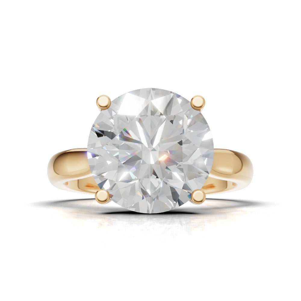Navata, 3ct round lab grown diamond engagement ring, Cathedral Plain Sides, 18K yellow gold - view 4