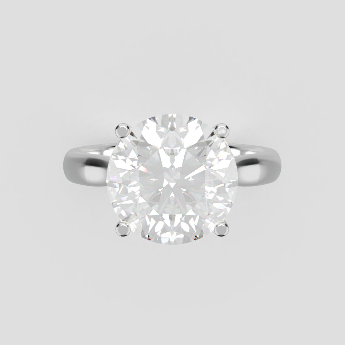Navata, 3ct round lab grown diamond engagement ring, Cathedral Plain Sides, 18K white gold - front view