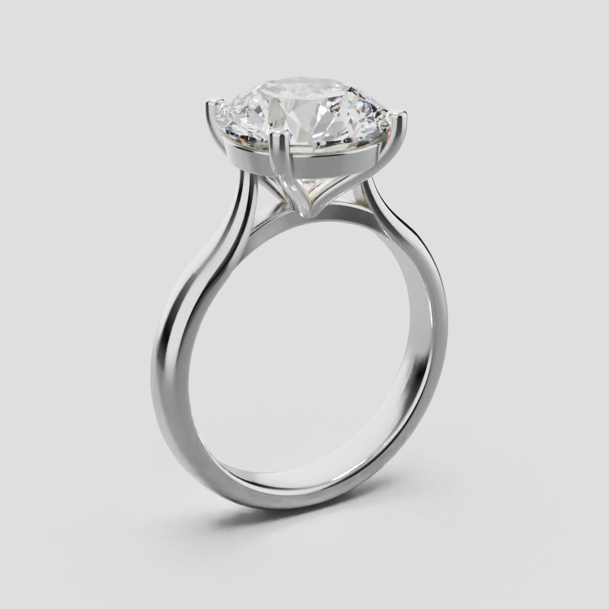 Navata, 3ct round lab grown diamond engagement ring, Cathedral Plain Sides, 18K white gold - ne