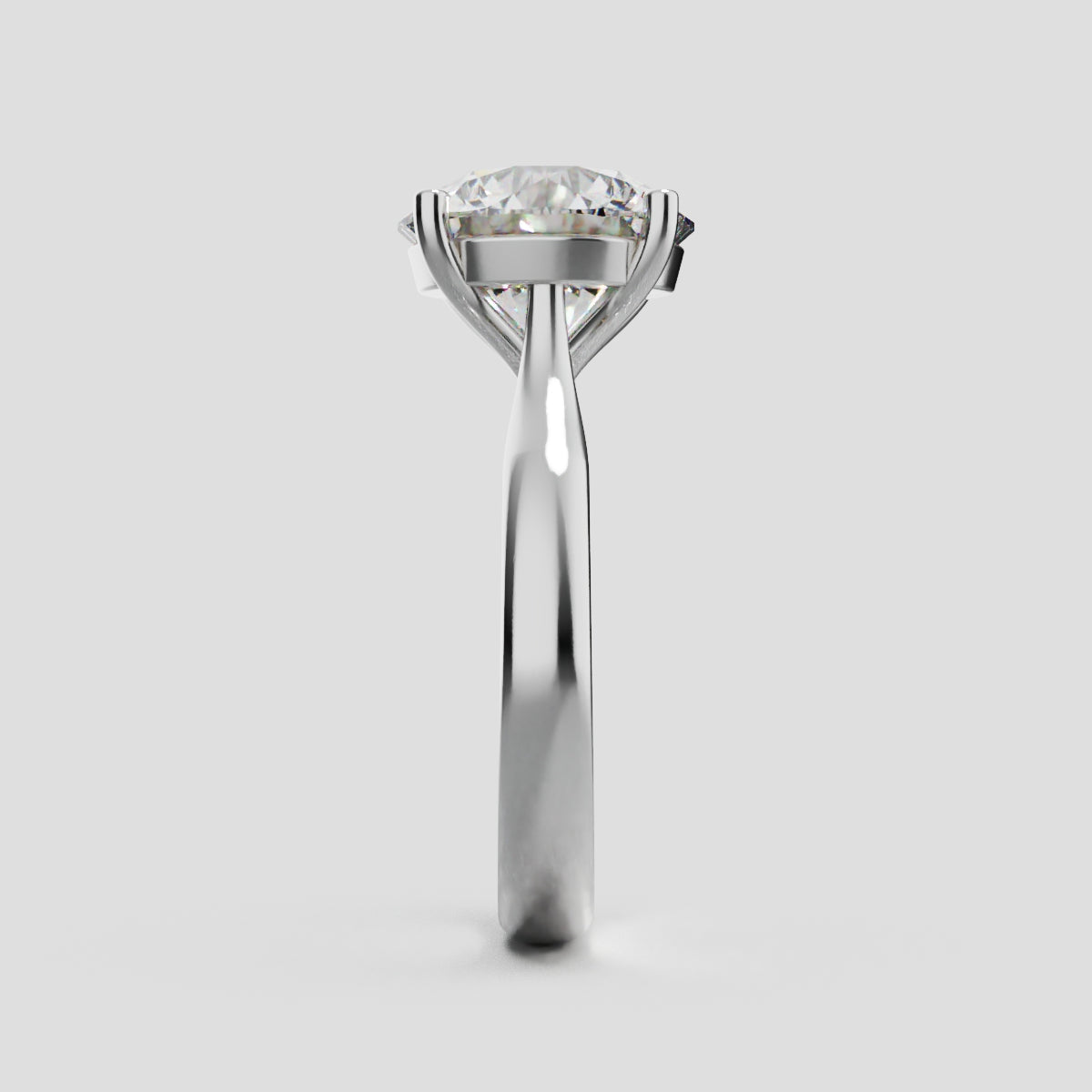 Navata, 3ct round lab grown diamond engagement ring, Cathedral Plain Sides, 18K white gold - side view