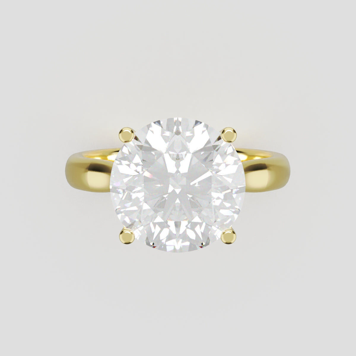 Navata, 3ct round lab grown diamond engagement ring, Cathedral Plain Sides, 18K yellow gold - front view