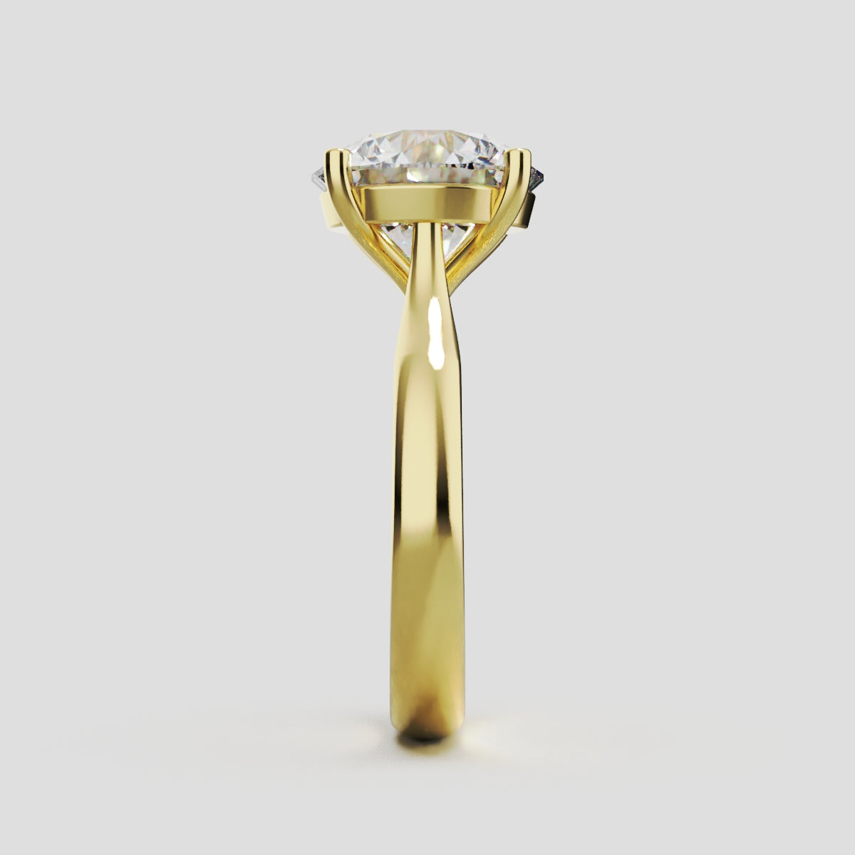 Navata, 3ct round lab grown diamond engagement ring, Cathedral Plain Sides, 18K yellow gold - side view