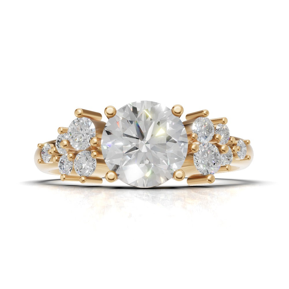 Grappolo, 1ct round lab grown diamond engagement ring, Cluster, 18K yellow gold - view 4