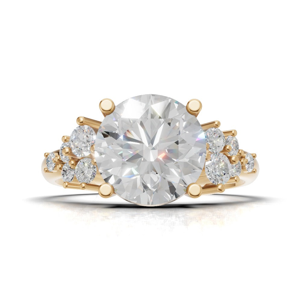 Grappolo, 2ct round lab grown diamond engagement ring, Cluster, 18K yellow gold - view 4