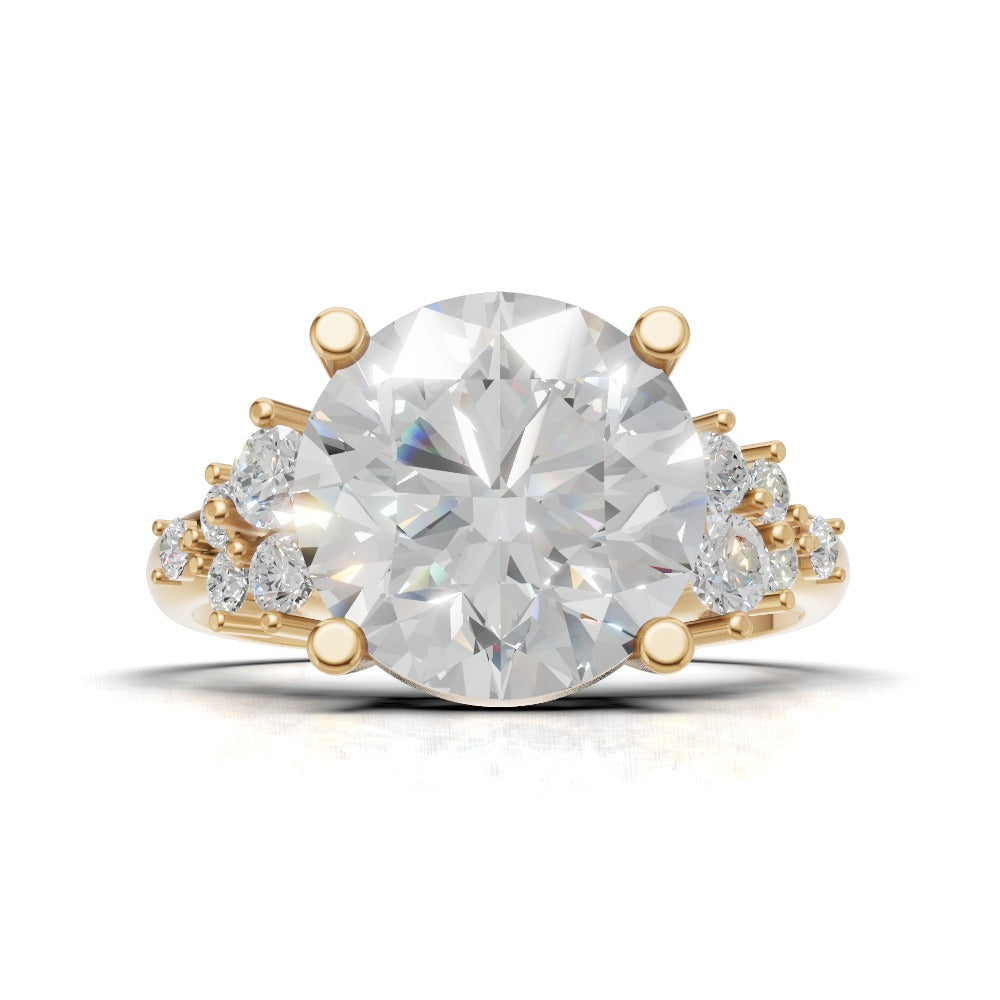 Grappolo, 3ct round lab grown diamond engagement ring, Cluster, 18K yellow gold - view 4
