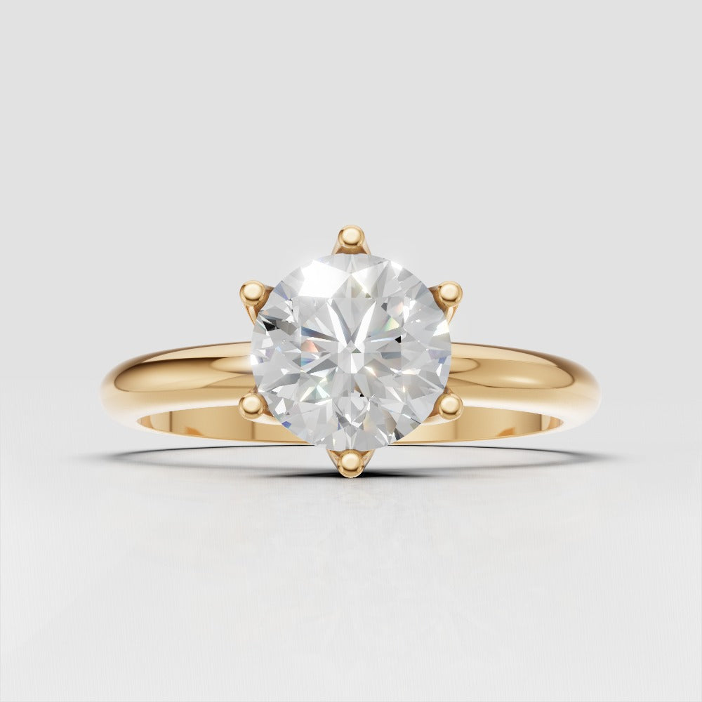 Bocciolo - 1ct Round Lab Grown Diamond Engagement Ring, 18K Gold Petal Invisible