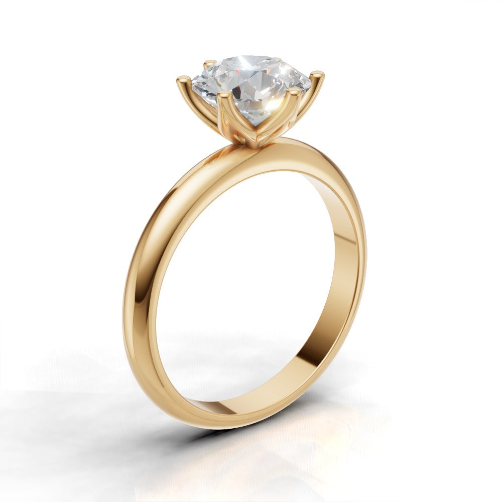 Bocciolo, 1.5ct round lab grown diamond engagement ring, Petal Invisible, 18K yellow gold - ne