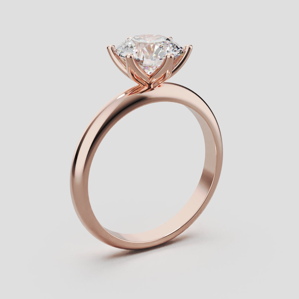 Bocciolo, 1.5ct round lab grown diamond engagement ring, Petal Invisible, 18K rose gold - ne