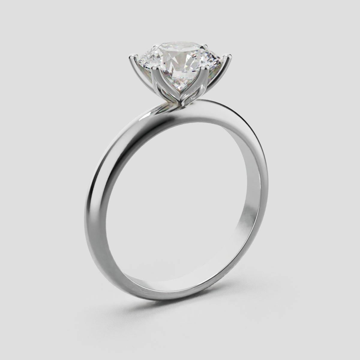 Bocciolo, 1.5ct round lab grown diamond engagement ring, Petal Invisible, 18K white gold - ne