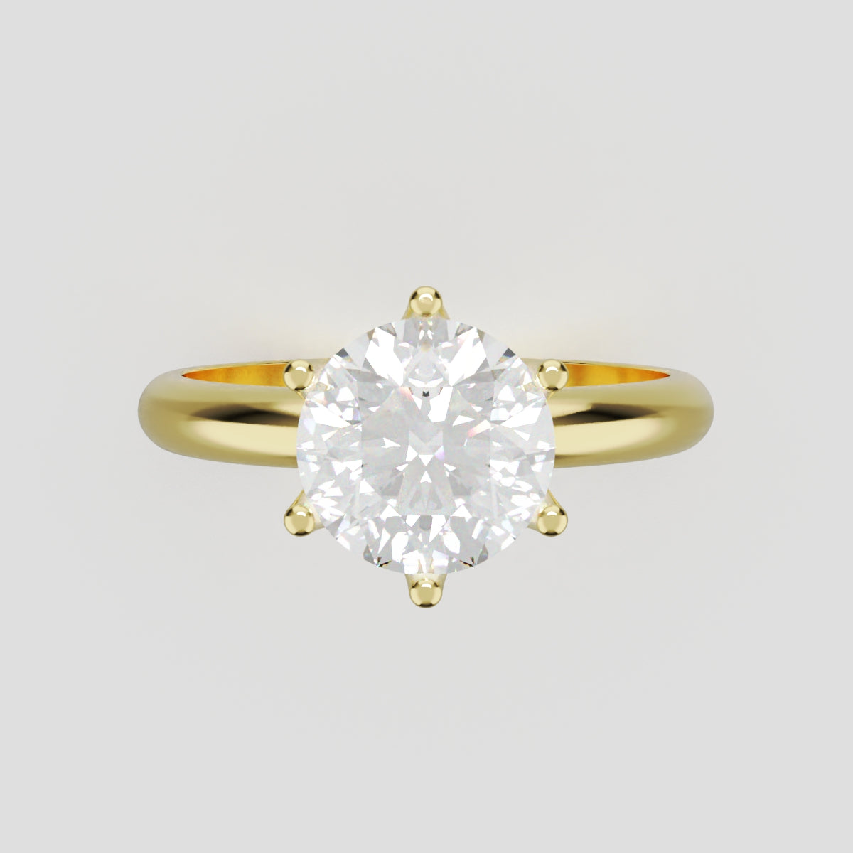 Bocciolo, 1.5ct round lab grown diamond engagement ring, Petal Invisible, 18K yellow gold - front view