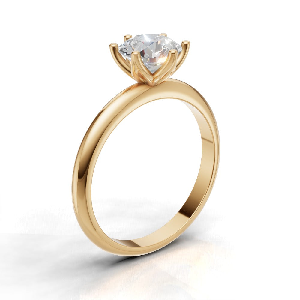 Bocciolo, 1ct round lab grown diamond engagement ring, Petal Invisible, 18K yellow gold - ne
