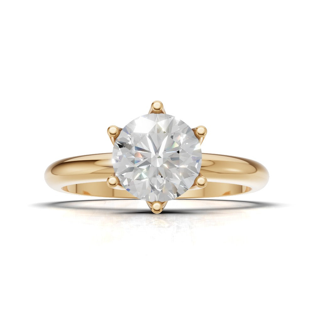 Bocciolo, 1ct round lab grown diamond engagement ring, Petal Invisible, 18K yellow gold - view 4