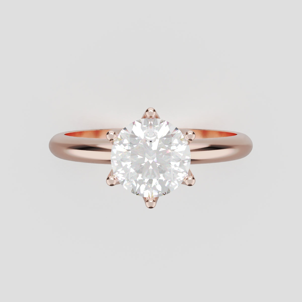 Bocciolo, 1ct round lab grown diamond engagement ring, Petal Invisible, 18K rose gold - front view