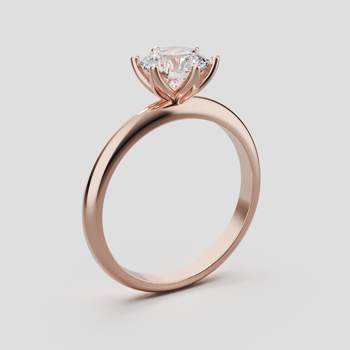 Bocciolo, 1ct round lab grown diamond engagement ring, Petal Invisible, 18K rose gold - ne