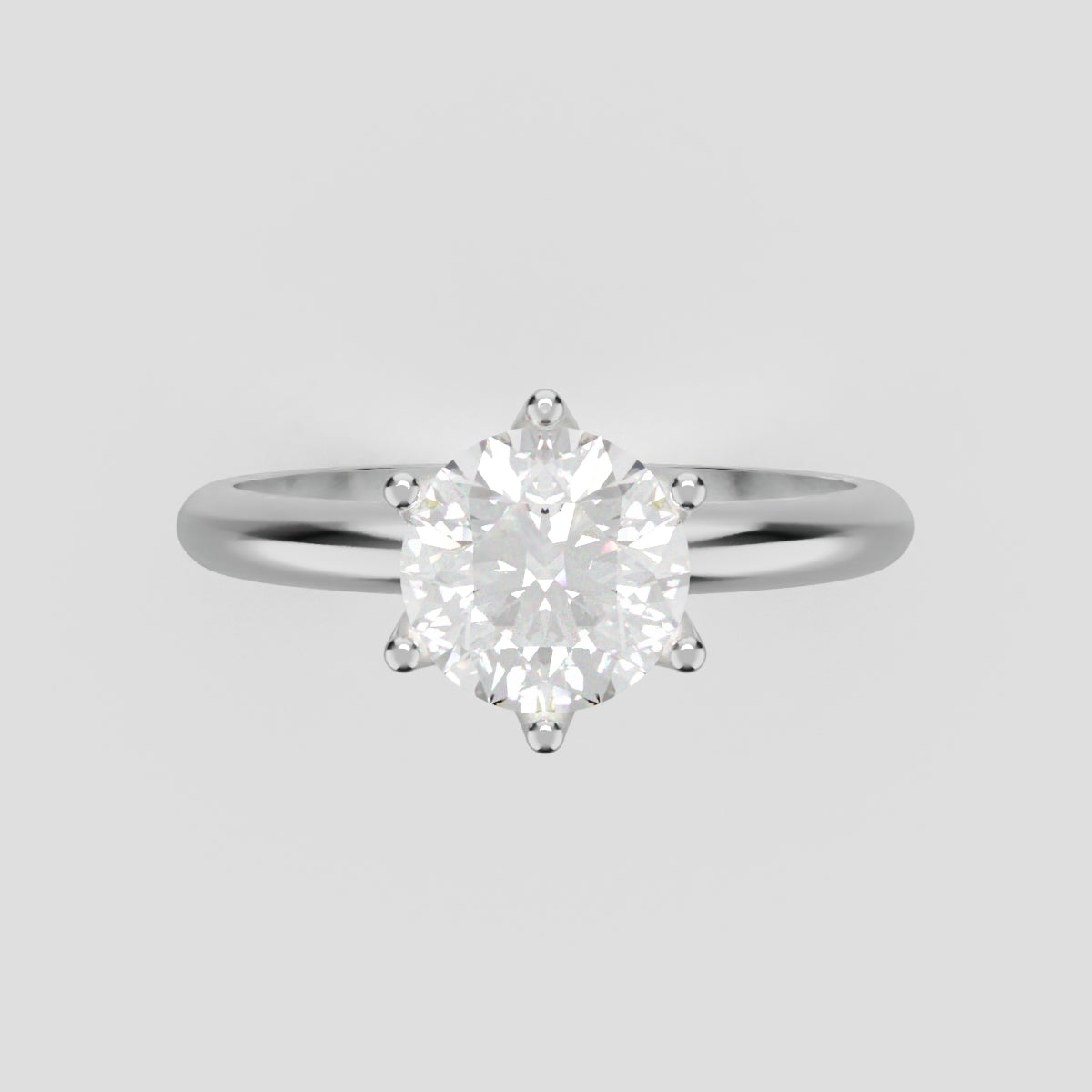 Bocciolo, 1ct round lab grown diamond engagement ring, Petal Invisible, 18K white gold - front view