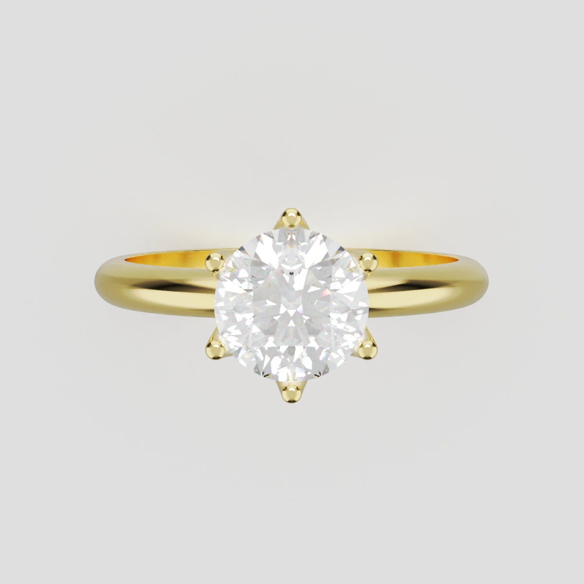 Bocciolo, 1ct round lab grown diamond engagement ring, Petal Invisible, 18K yellow gold - front view
