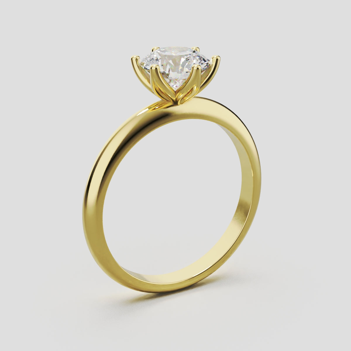 Bocciolo, 1ct round lab grown diamond engagement ring, Petal Invisible, 18K yellow gold - ne