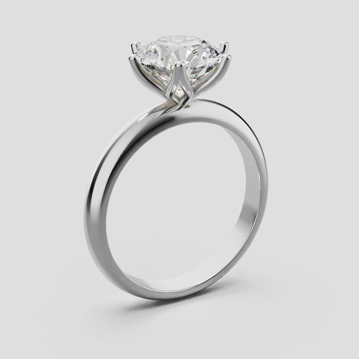 Bocciolo, 2ct round lab grown diamond engagement ring, Petal Invisible, 18K white gold - ne