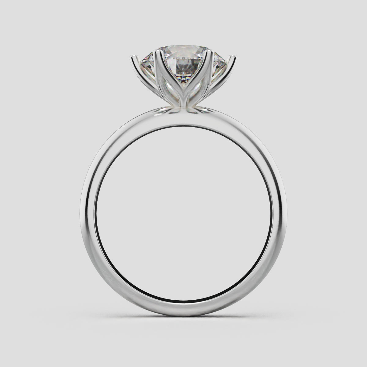 Bocciolo, 2ct round lab grown diamond engagement ring, Petal Invisible, 18K white gold - through finger