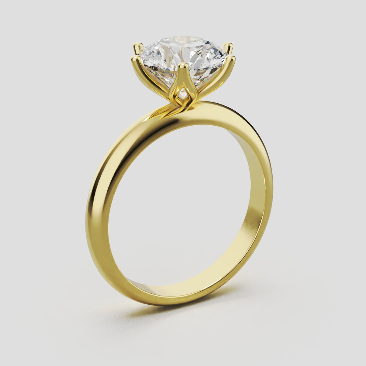 Bocciolo, 2ct round lab grown diamond engagement ring, Petal Invisible, 18K yellow gold - ne